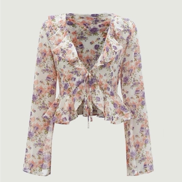 SHEIN Other - SHEIN Tie Front Floral Kimono